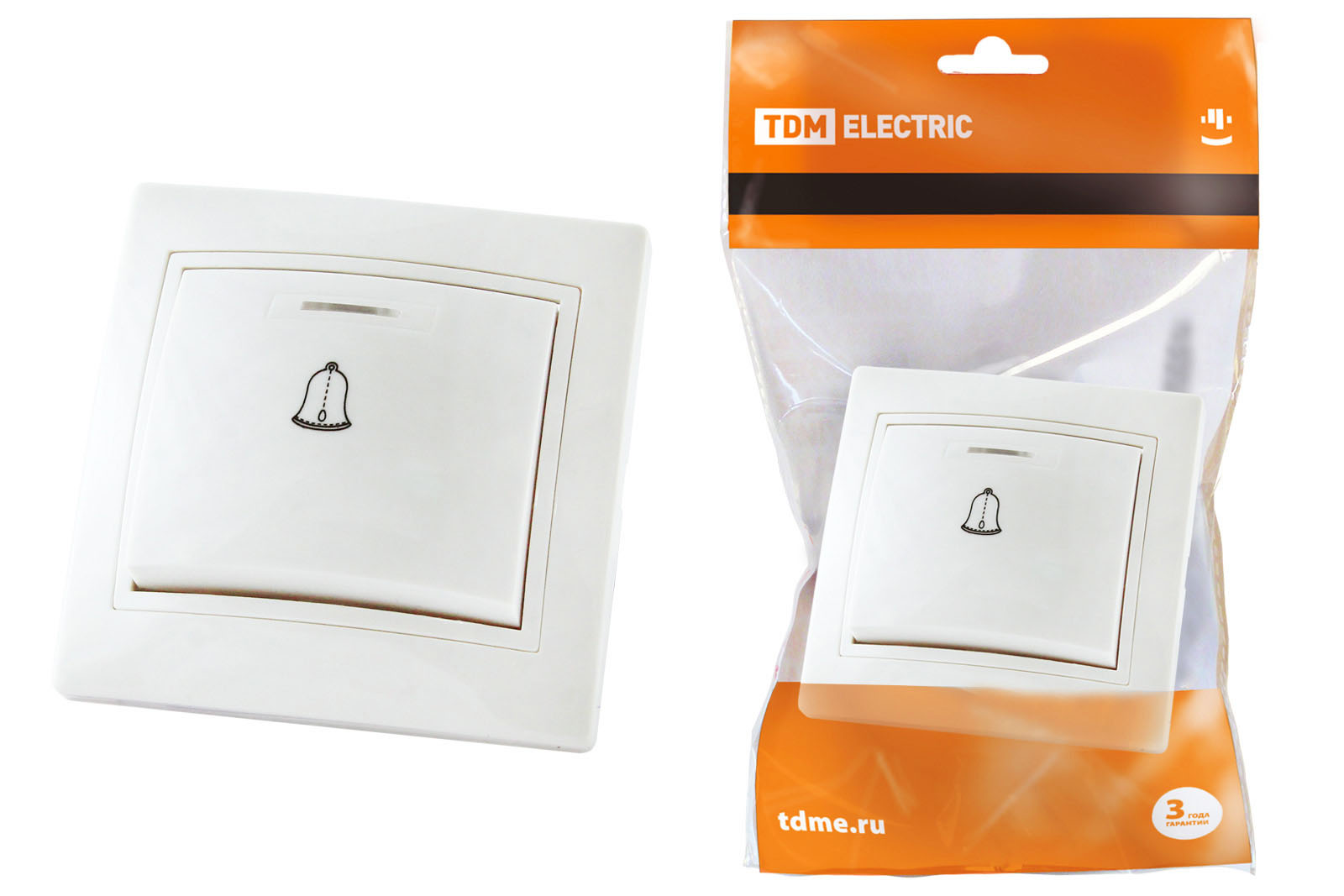 Кнопка звонковая с подсветкой 6А белая Таймыр