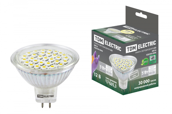 Лампа светодиодная MR16-5 Вт-12 В -3000 К–GU 5,3 SMD TDM Лампа светодиодная MR16-5 Вт-12 В -3000 К–GU 5,3 SMD TDM